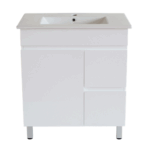 POSEIDON M74RL STANDARD MDF FLOOR STANDING VANITY RIGHT SIDE DRAWERS 750*850*460MM GLOSS WHITE - Urban Designs Bathroom and Kitchen
