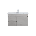 POSEIDON NC74LWH NOVA WALL HUNG VANITY LEFT SIDE DRAWERS CONCRETE GREY - Urban Designs Bathroom and Kitchen