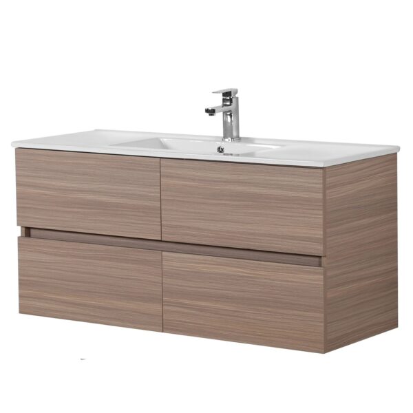 POSEIDON OAK1200-WH STELLA WALL HUNG VANITY FOR SINGLE BOWL OAK - Urban Designs Bathroom and Kitchen