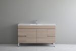 POSEIDON OAK1550-LG STELLA FLOOR STANDING VANITY NATURAL OAK - Urban Designs Bathroom and Kitchen