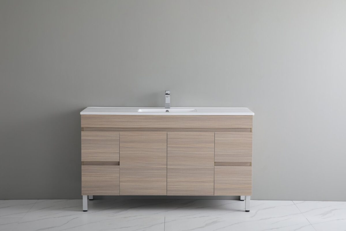 POSEIDON OAK1550-LG STELLA FLOOR STANDING VANITY NATURAL OAK - Urban Designs Bathroom and Kitchen