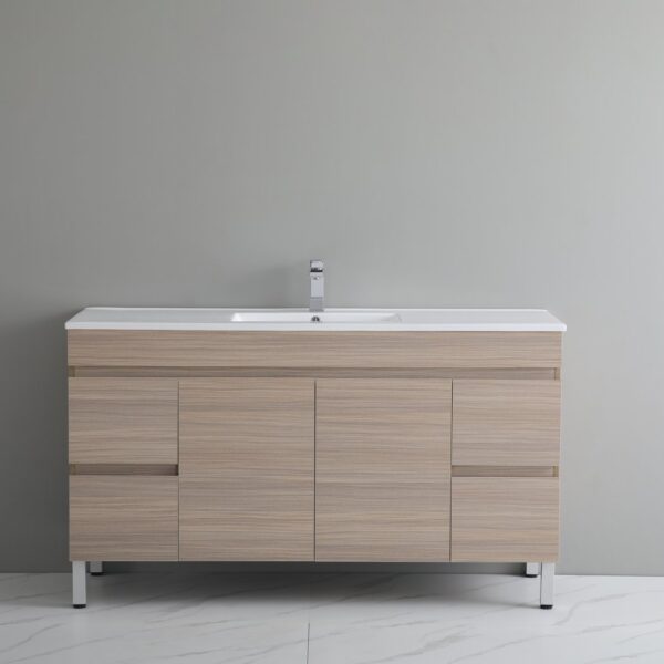 POSEIDON OAK1550-LG STELLA FLOOR STANDING VANITY NATURAL OAK - Urban Designs Bathroom and Kitchen