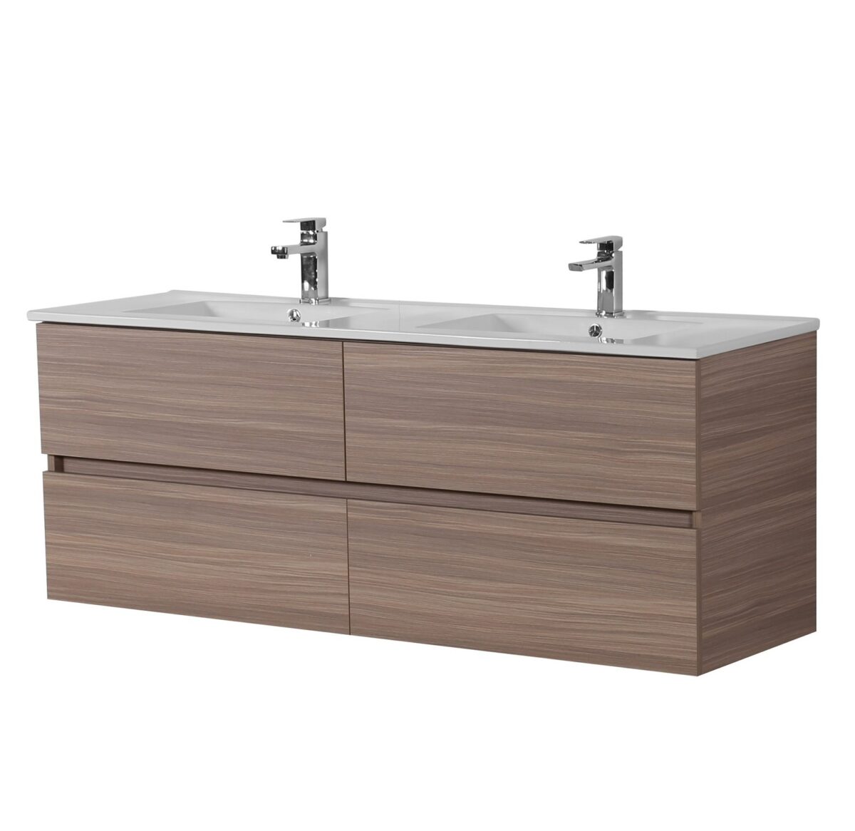 POSEIDON OAK1550-WH STELLA WALL HUNG VANITY FOR DOUBLE BOWL OAK - Urban Designs Bathroom and Kitchen