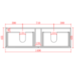 POSEIDON OAK1550-WH STELLA WALL HUNG VANITY FOR DOUBLE BOWL OAK - Urban Designs Bathroom and Kitchen