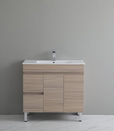 POSEIDON OAK900L-LG STELLA FLOOR STANDING VANITY LEFT SIDE DRAWERS NATURAL OAK - Urban Designs Bathroom and Kitchen