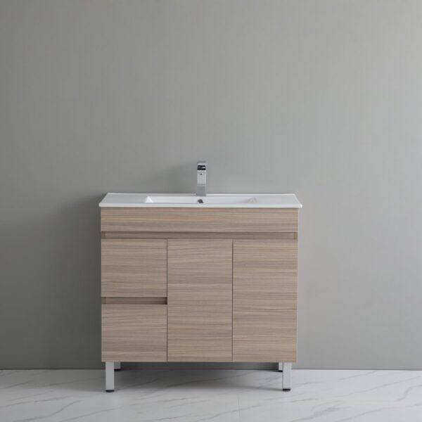 POSEIDON OAK900L-LG STELLA FLOOR STANDING VANITY LEFT SIDE DRAWERS NATURAL OAK - Urban Designs Bathroom and Kitchen