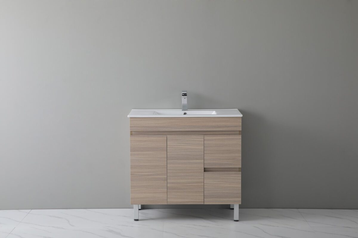 POSEIDON OAK900R-LG STELLA FLOOR STANDING VANITY RIGHT SIDE DRAWERS NATURAL OAK - Urban Designs Bathroom and Kitchen