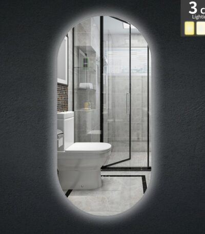 POSEIDON OV4590AM OVAL LED MIRROR 450x900MM - Urban Designs Bathroom and Kitchen