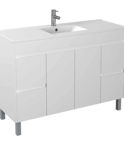 POSEIDON P124LG STANDARD PVC FLOOR STANDING VANITY GLOSS WHITE - Urban Designs Bathroom and Kitchen