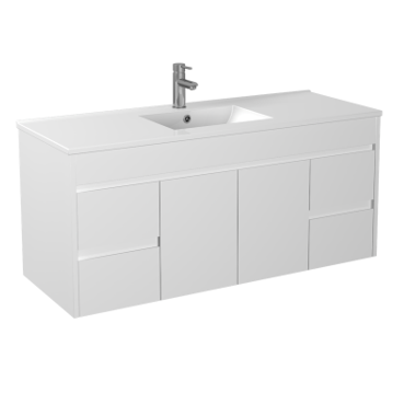POSEIDON P154WH STANDARD PVC WALL HUNG VANITY GLOSS WHITE - Urban Designs Bathroom and Kitchen