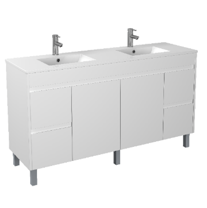 POSEIDON P184LG STANDARD PVC FLOOR STANDING VANITY GLOSS WHITE - Urban Designs Bathroom and Kitchen