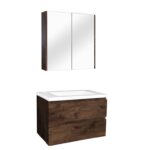 POSEIDON Q6046DO QUBIST MDF WALL HUNG VANITY 600*550*460 DARK OAK - Urban Designs Bathroom and Kitchen