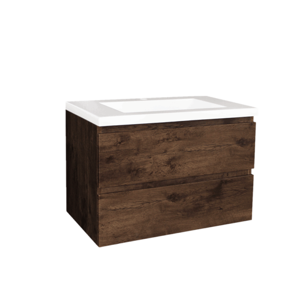 POSEIDON Q6046DO QUBIST MDF WALL HUNG VANITY 600*550*460 DARK OAK - Urban Designs Bathroom and Kitchen