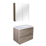 POSEIDON Q6046WO QUBIST MDF WALL HUNG VANITY 600*550*460 WHITE OAK - Urban Designs Bathroom and Kitchen