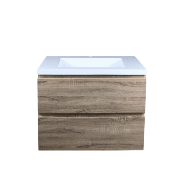 POSEIDON Q6046WO QUBIST MDF WALL HUNG VANITY 600*550*460 WHITE OAK - Urban Designs Bathroom and Kitchen