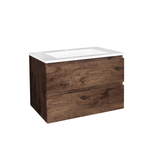 POSEIDON Q7546DO QUBIST MDF WALL HUNG VANITY 750*550*460MM DARK OAK - Urban Designs Bathroom and Kitchen
