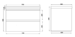 POSEIDON Q7546MW QUBIST MDF WALL HUNG VANITY 750*550*460MM MATTE WHITE - Urban Designs Bathroom and Kitchen