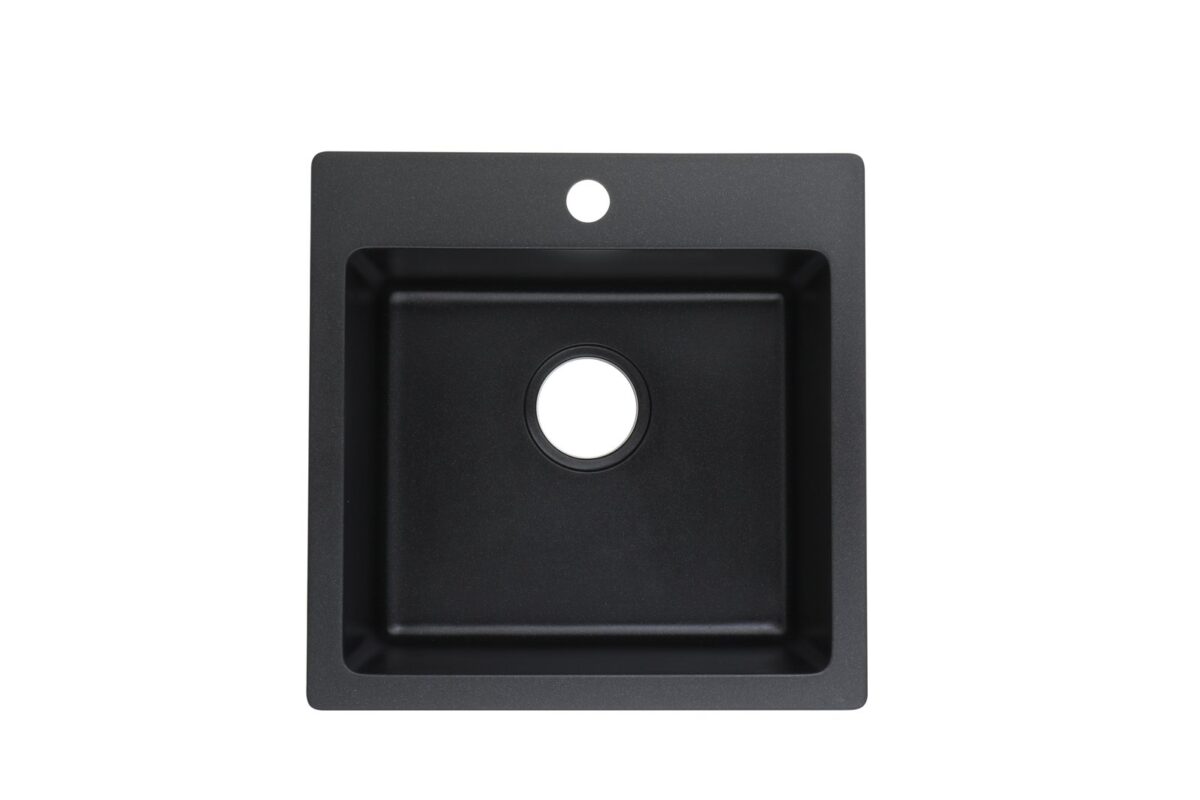 POSEIDON QLT5952 QUARTZ TOP MOUNT LAUNDRY TUB 590*525*232MM MATTE BLACK - Urban Designs Bathroom and Kitchen