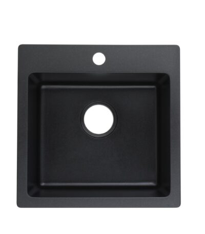 POSEIDON QLT5952 QUARTZ TOP MOUNT LAUNDRY TUB 590*525*232MM MATTE BLACK - Urban Designs Bathroom and Kitchen