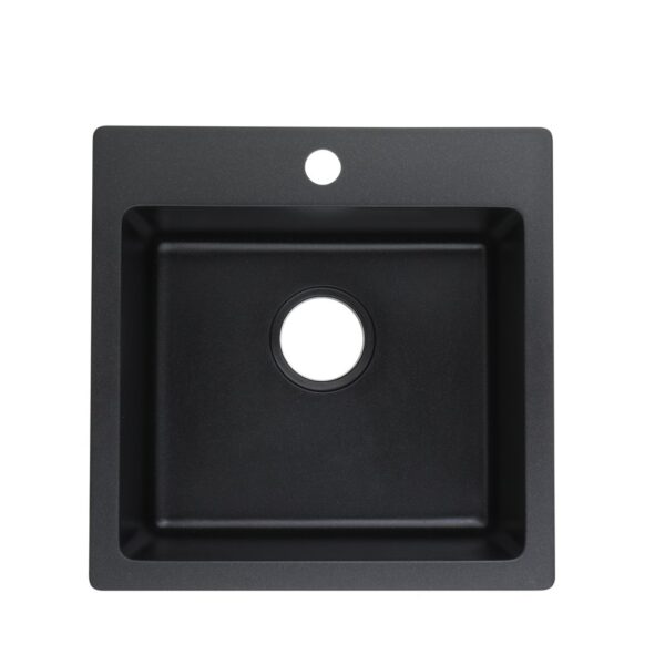 POSEIDON QLT5952 QUARTZ TOP MOUNT LAUNDRY TUB 590*525*232MM MATTE BLACK - Urban Designs Bathroom and Kitchen