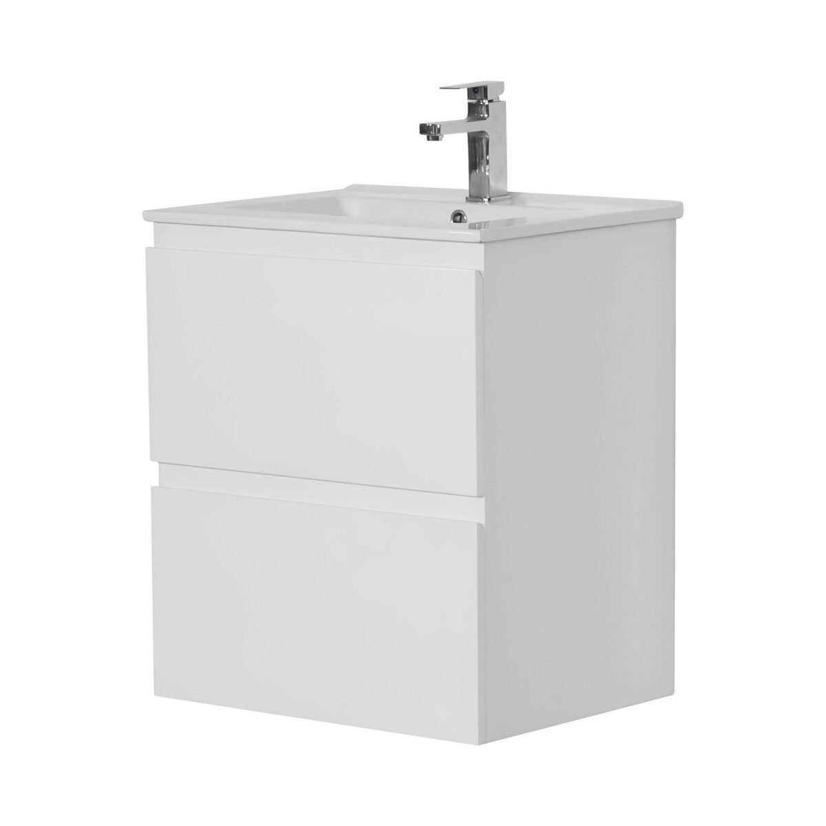 POSEIDON RIVA600W RIVA WALL HUNG VANITY DOUBLE DRAWERS GLOSS WHITE - Urban Designs Bathroom and Kitchen