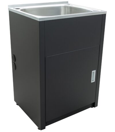 POSEIDON SLT600-B 46 LITRES STAINLESS LAUNDRY TUB 600*500*925MM MATTE BLACK - Urban Designs Bathroom and Kitchen