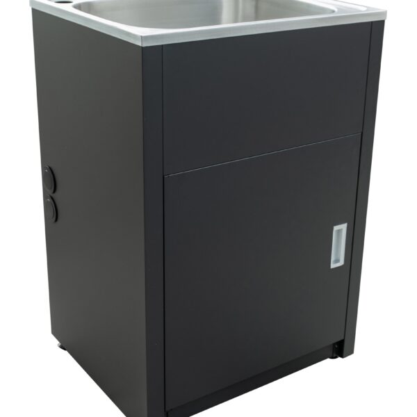 POSEIDON SLT600-B 46 LITRES STAINLESS LAUNDRY TUB 600*500*925MM MATTE BLACK - Urban Designs Bathroom and Kitchen