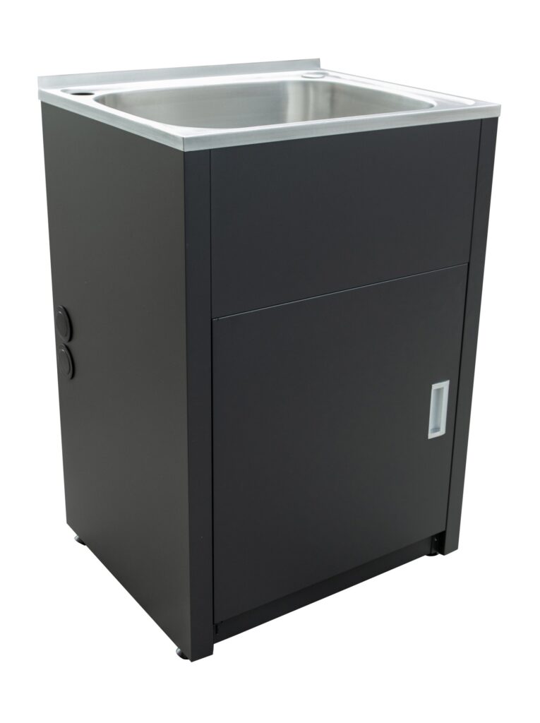 POSEIDON SLT600-B 46 LITRES STAINLESS LAUNDRY TUB 600*500*925MM MATTE BLACK - Urban Designs Bathroom and Kitchen