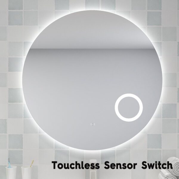 POSEIDON UL900BMM ROUND LED MIRROR WITH MAGNIFIER 900*900MM - Urban Designs Bathroom and Kitchen