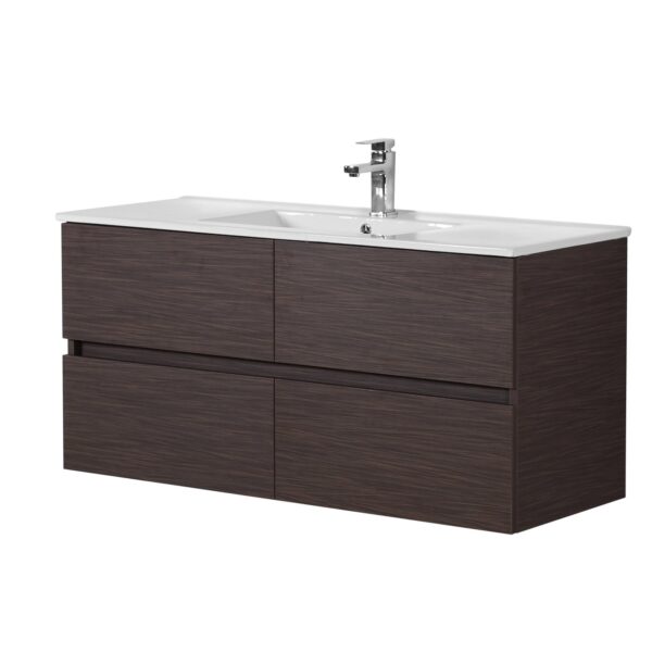 POSEIDON WAL1200-WH STELLA WALL HUNG VANITY FOR SINGLE BOWL WALNUT - Urban Designs Bathroom and Kitchen