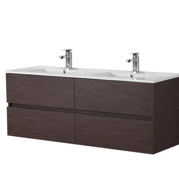 POSEIDON WAL1220-WH STELLA WALL HUNG VANITY FOR DOUBLE BOWL WALNUT - Urban Designs Bathroom and Kitchen