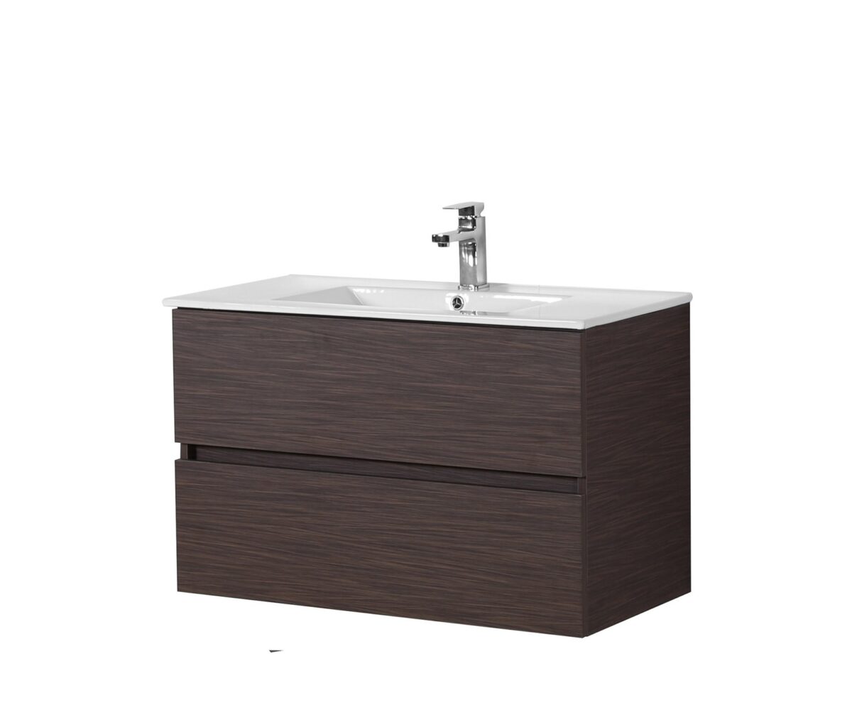 POSEIDON WAL900-WH STELLA WALL HUNG VANITY WALNUT - Urban Designs Bathroom and Kitchen