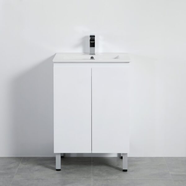 POSEIDON X-P63LG SLIM X-PVC FREE STANDING VANITY GLOSS WHITE - Urban Designs Bathroom and Kitchen