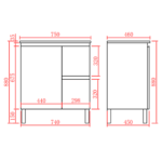 POSEIDON X-P74RLG X-PVC FREE STANDING VANITY RIGHT SIDE DRAWERS GLOSS WHITE - Urban Designs Bathroom and Kitchen