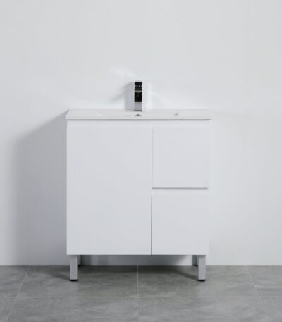 POSEIDON X-P74RLG X-PVC FREE STANDING VANITY RIGHT SIDE DRAWERS GLOSS WHITE - Urban Designs Bathroom and Kitchen