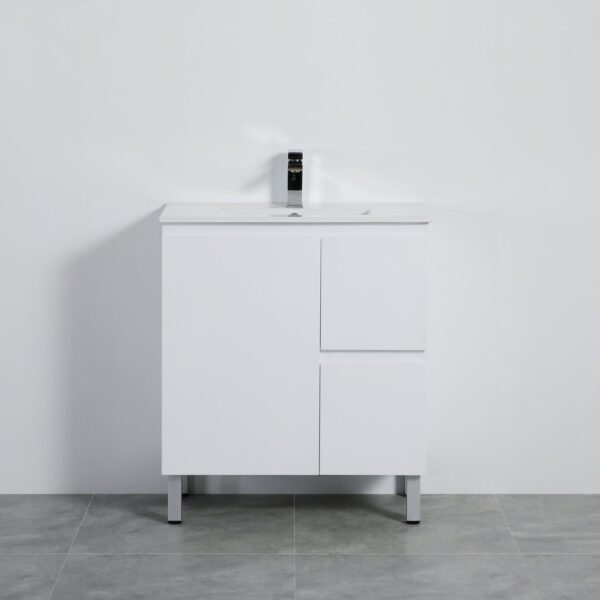 POSEIDON X-P74RLG X-PVC FREE STANDING VANITY RIGHT SIDE DRAWERS GLOSS WHITE - Urban Designs Bathroom and Kitchen