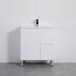 POSEIDON X-P74RLG X-PVC FREE STANDING VANITY RIGHT SIDE DRAWERS GLOSS WHITE - Urban Designs Bathroom and Kitchen
