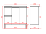 POSEIDON X-P93LLG SLIM X-PVC FREE STANDING VANITY LEFT SIDE DRAWERS GLOSS WHITE - Urban Designs Bathroom and Kitchen