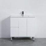 POSEIDON X-P93LLG SLIM X-PVC FREE STANDING VANITY LEFT SIDE DRAWERS GLOSS WHITE - Urban Designs Bathroom and Kitchen