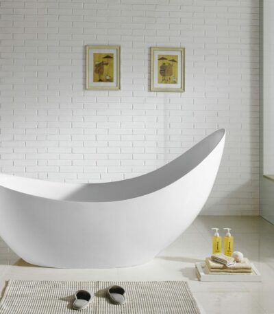 Posh Freestanding Bathtub - Gloss White - Overflow - 2000mm | PBT2000-OF