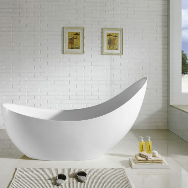 Posh Freestanding Bathtub - Gloss White - Overflow - 2000mm | PBT2000-OF