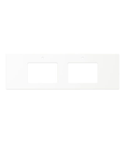 Pure White Solid Surface Top, Rectangular Full Depth with Double Undermount Basin Hole & Tap Holes, 1500mm