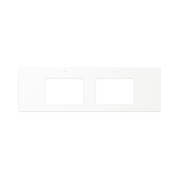 Pure White Solid Surface Top, Rectangular Full Depth with Double Undermount Basin Hole & Tap Holes, 1500mm