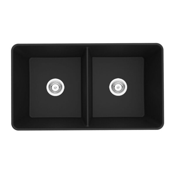 Quartz Butler Sink - Double Bowl - Matt Black - 838x482x262mm | QKS8348D-MB