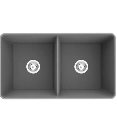 Quartz Butler Sink - Double Bowl - Matt Grey - 838x482x262mm | QKS8348D-MG