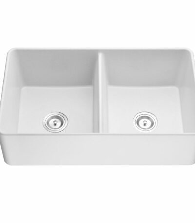 Quartz Butler Sink - Double Bowl - Matt White - 838x482x262mm | QKS8348D-MW