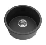 Quartz Top/Undermount Kitchen Round Sink - Single Bowl- Matt Black - 466x466x210mm | QKS4646-MB
