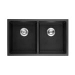 Quartz Top/Undermount Kitchen Sink - Double Bowl- Matt Black - 813x457x241mm | QKS8145D-MB