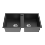 Quartz Top/Undermount Kitchen Sink - Double Bowl- Matt Black - 860x500x216mm | QKS8650D-MB