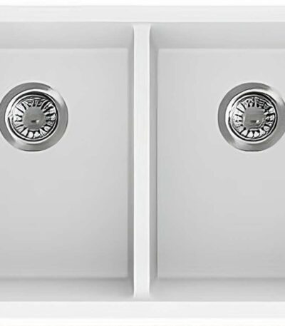 Quartz Top/Undermount Kitchen Sink - Double Bowl- Matt White - 813x457x241mm | QKS8145D-MW